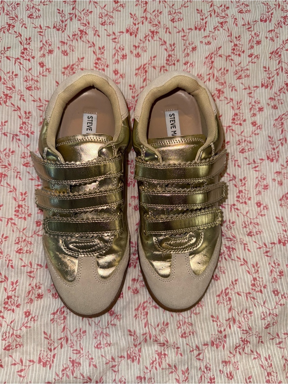 Steve Madden Metallic Gold Triple-Strap Sneakers